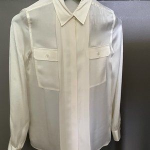 REISS OF LONDON SILK WOMEN'S BUTTON UP BLOUSE, SIZE 4, IVORY